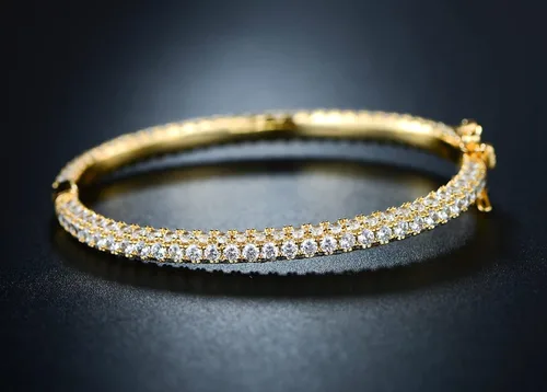 Miniatura 6 de Barzel Pulsera de eternidad chapada en oro de 18 quilates