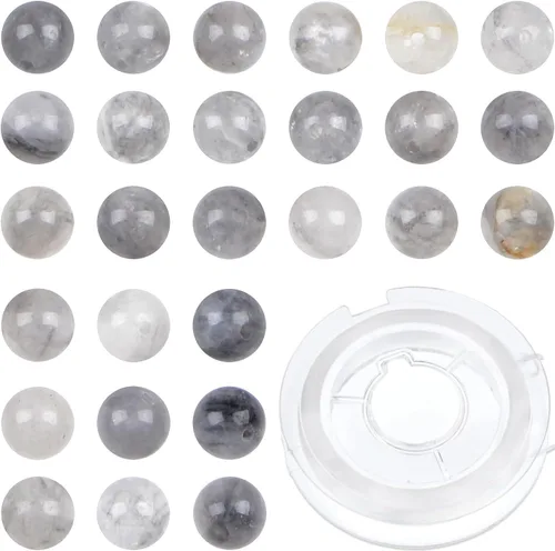Miniatura 39 de Bymitel - Cuentas redondas de jade blanco natural de 5/32 de pulgada, 210 unidades de piedras preciosas auténticas para bricolaje y fabricación