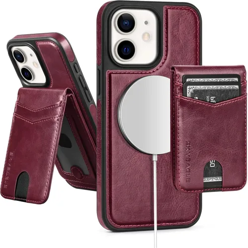 Miniatura 42 de SkyEagle Magsafe - Funda magnética 2 en 1 desmontable para iPhone 11 Pro Max con tarjetero, para mujeres y hombres, piel sintética con bloqueo RFID