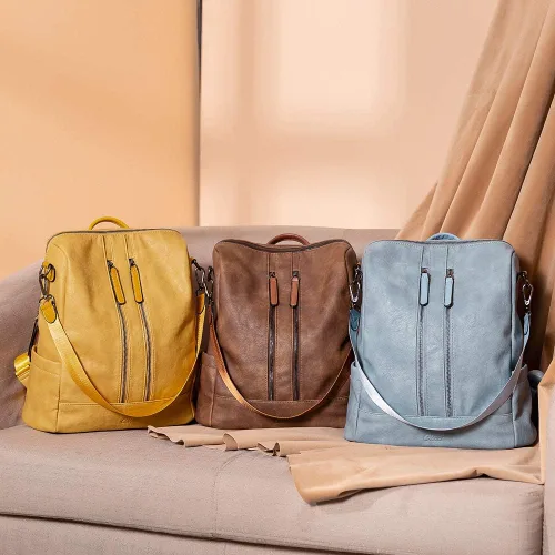Miniatura 7 de CLUCI - Mochila de cuero para mujer, convertible, grande, para viajar, de diseñadora, moda, casual, bolso de hombro universitario