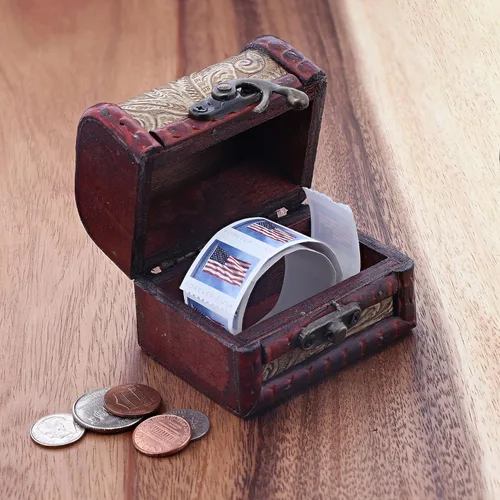 Miniatura 4 de SandT Collection Caja de madera de 3 pulgadas para guardar el tesoro del tesoro - Tan Swirl