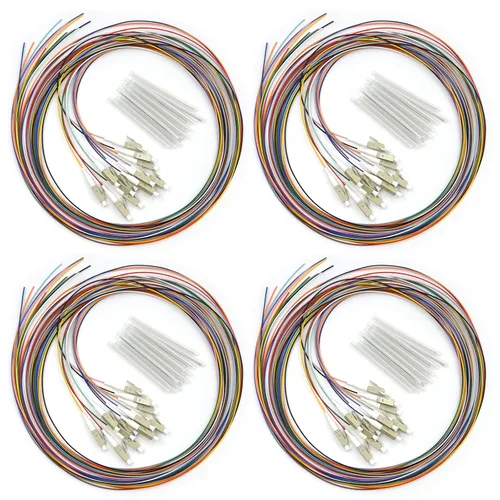 Miniatura 15 de 6 hilos multimodo OM1 62.5/125 ST-UPC fibra coleta, ST OM1 fibra óptica coleta, incluye 6 mangas de protección de fibra óptica de empalme de fusión