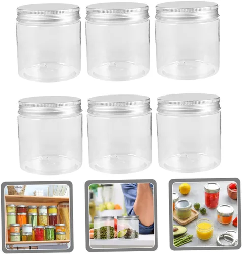 Miniatura 8 de Angoily Paquete de 6 tarros transparentes de 8 onzas con tapas, tarros de almacenamiento vacíos, tarros de boca regular, tarros de ensalada, tarros