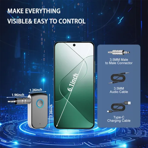 Miniatura 9 de Adaptador AUX Bluetooth para automóvil, receptor inalámbrico de 0.138 in, adaptador Bluetooth AUX para automóvil, llamadas manos libres