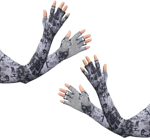 Miniatura 6 de Mangas de brazo con guantes de protección UV para hombres y mujeres Ciclismo Manga de brazo de hielo sin dedos compresión solar cubierta de brazo