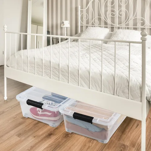 Miniatura 5 de Kiddream Paquete de 3 cajas de almacenamiento con ruedas de 20 cuartos de galón, contenedor de almacenamiento de plástico transparente debajo