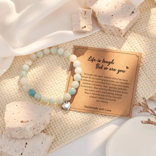 Miniatura 44 de HGDEER Regalos Get Well Soon, pulsera de amatista de piedra natural para mujeres y hombres