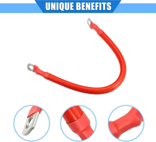 Miniatura 4 de Cable de batería, calibre 2 AWG de 11.8 in, 5/16 pulgadas, cable de batería universal para automóvil, camión, caravana, rojo, cobre duradero