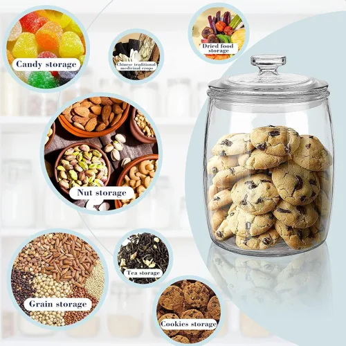 Miniatura 2 de Ritayedet Tarros de vidrio de medio galón con tapa, juego de 2 tarros de galletas de boca ancha, tarro de boticario para dulces, recipientes