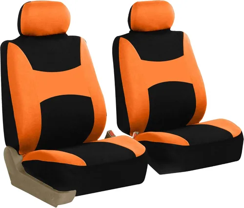 Miniatura 6 de TLH - Juego de fundas de asiento de tela plana ligera y fresca para automóvil, solo para el conjunto delantero, compatible con bolsa de aire