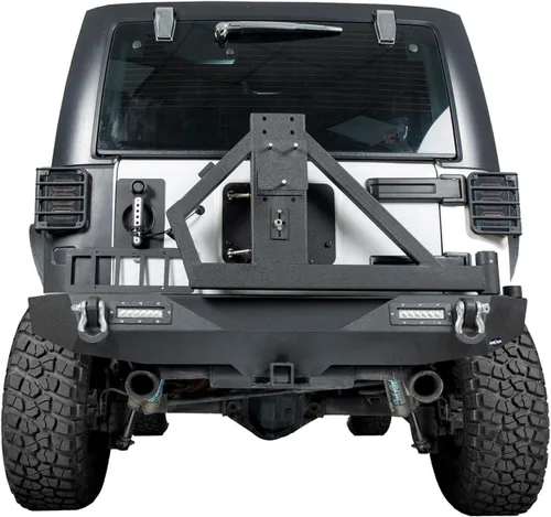 Miniatura 4 de u-Box Parachoques delanteros y traseros para Jeep Wrangler, compatible con Jeep JK Wrangler 07-18 con placa de cabrestante, portador de neumáticos