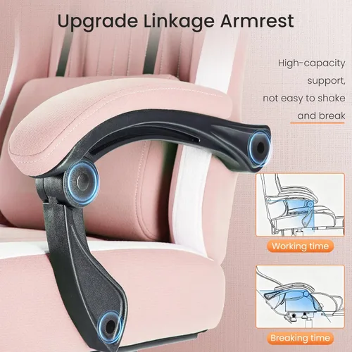 Miniatura 5 de Sweetcrispy Silla de videojuegos – Silla de escritorio ergonómica con reposapiés y soporte lumbar, altura ajustable con respaldo alto y reposabrazos