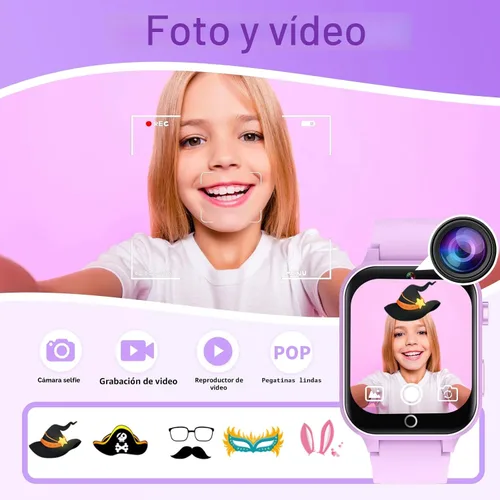 Miniatura 3 de Cosjoype Reloj inteligente para niños con 26 juegos de rompecabezas, pantalla táctil HD, cámara de video, reproductor de música, seguimiento