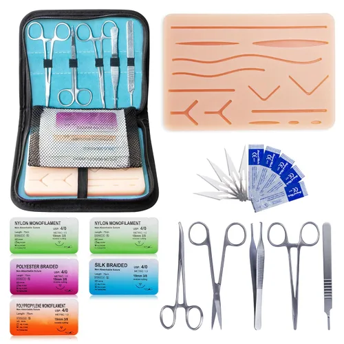 Alcedo Kit de práctica de sutura para estudiantes de medicina, el juego completo incluye almohadilla de sutura regular duradera con heridas