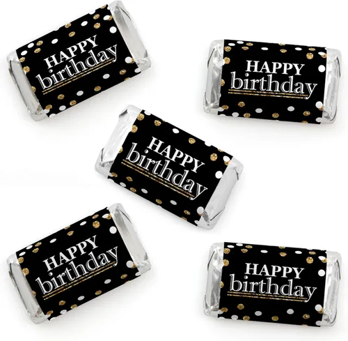 Miniatura 7 de Big Dot of Happiness Adulto 90 cumpleaños – Oro – Mini pegatinas de barra de caramelo – Fiesta de cumpleaños pequeños regalos – 40