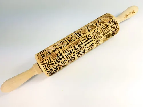 Miniatura 2 de Rodillo de relieve AFRICA con patrón tribal para galletas y cerámica de Algis Crafts