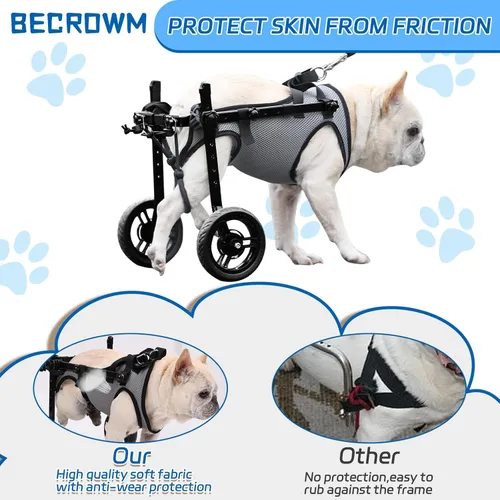 Miniatura 5 de Silla de ruedas para perros pequeños para patas traseras, carrito ligero para perros, gatos y mascotas, con patas traseras discapacitadas, carrito