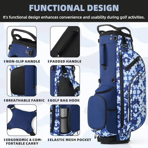 Miniatura 4 de Mile High Life Bolsa de Golf de 14 Vías - Ligera, Duradera y Repleta de Características, con Múltiples Bolsillos, Correa Dual y Capucha Cubre