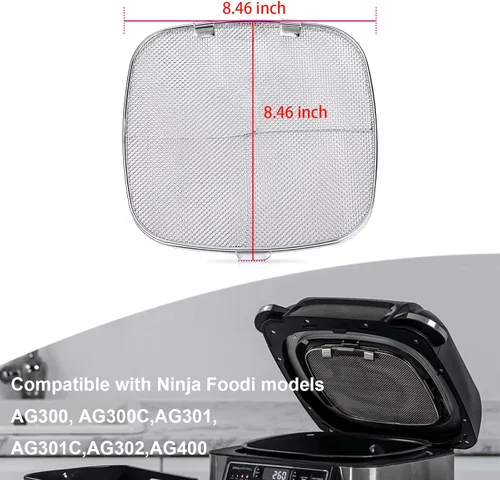 Miniatura 2 de Escudo de salpicaduras de acero inoxidable para parrilla interior Ninja Foodi AG301 Accesorios de pantalla de salpicaduras de malla fina