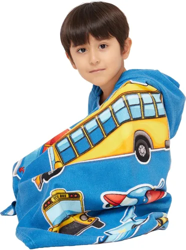 Miniatura 4 de Gealaek Toalla con Capucha para Niños de 2 a 10 Años, Niños y Niñas, Toalla de Baño, Piscina, Playa, Poncho de Playa Suave y Absorbente (Coches)