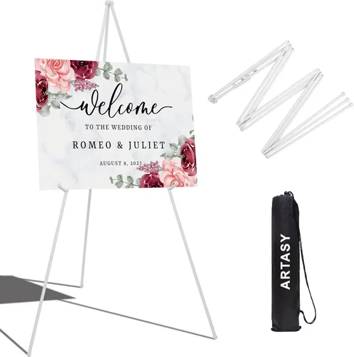 Miniatura 9 de ARTASY Soporte de caballete de 63 pulgadas para letreros de boda, carteles, caballete de artista portátil para pintar lienzo, trípode para el hogar