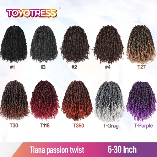 Miniatura 5 de TOYOTRESS Tiana Passion Twist Hair – 6 pulgadas, 2 piezas de trenzas de ganchillo pretrenzadas color negro natural, extensiones de cabello sintético
