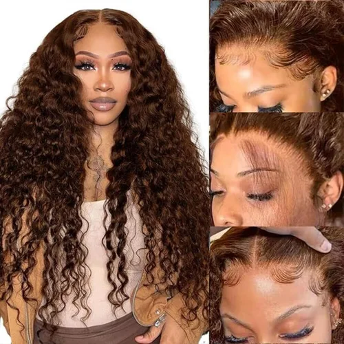 Miniatura 19 de SENSAIRUITE Peluca Rizada Ombré con Reflejos Rubio Miel Peluca con Diadema Cabello Humano 12 Pulgadas Onda Profunda Densidad 180% Pelucas