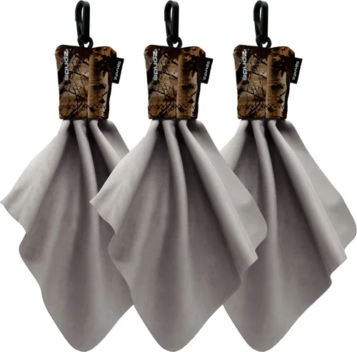 Miniatura 60 de SPUDZ Limpiador clásico de lentes de microfibra, bolsa con clip, lavable, para binoculares, visores, gafas, pantallas Alpine Mountain Camo, 6 x 6