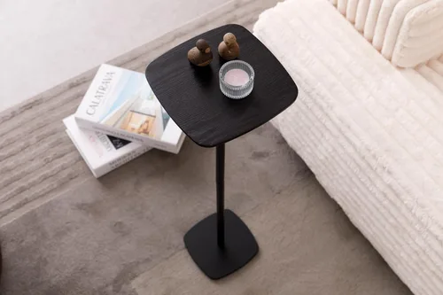 Miniatura 4 de Mesa pequeña con pedestal para bebidas, mesas auxiliares de madera, soporte para bebidas de cóctel Martini, mesa auxiliar cuadrada duradera con base