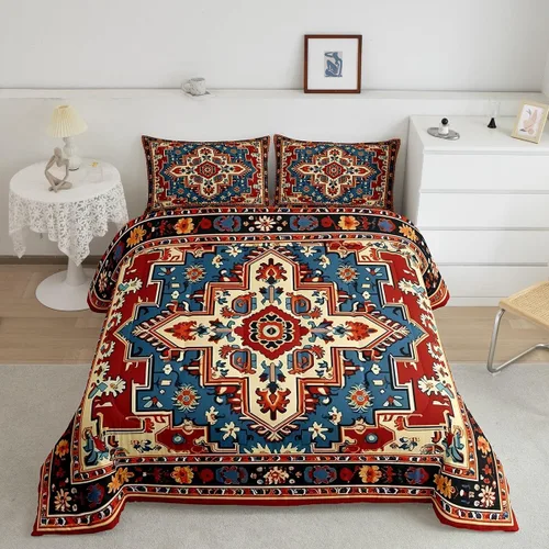 Erosebridal Oriental Bedding - Juego de edredón vintage para cama individual, diseño floral persa, bohemio, tribal, tradicional, estético,