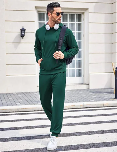 Miniatura 68 de COOFANDY Conjunto deportivo de 2 piezas para hombre, conjunto deportivo casual con capucha
