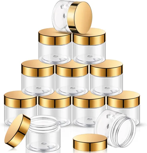 Miniatura 27 de SATINIOR Paquete de 12 frascos de plástico con tapas, frascos redondos para cosméticos de viaje, para artículos de tocador, loción, crema