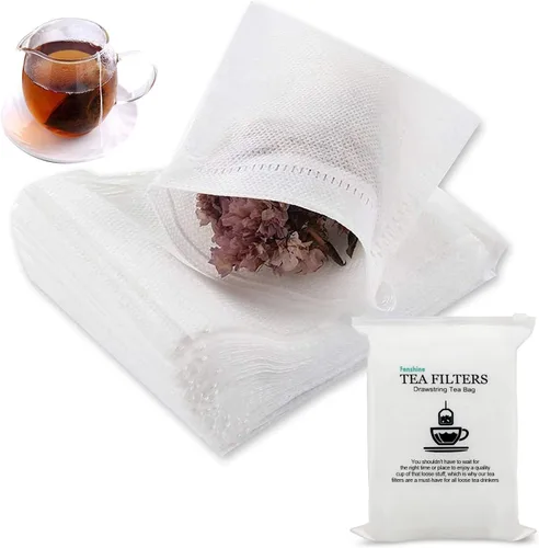 Miniatura 9 de 100 bolsas de té grandes – Bolsas de filtro de té vacías desechables sin desorden bolsas de malla con cordón para concentrado/café helado, hierbas