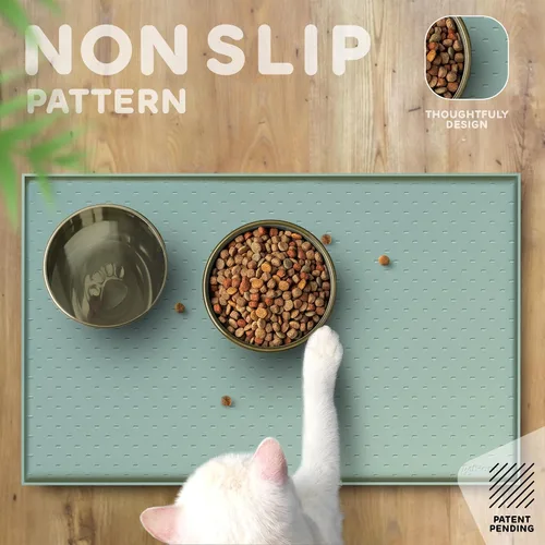 Miniatura 4 de Tapete para comida de perro y gato, bordes elevados para evitar derrames de comida y agua, impermeable, protege el piso, fácil de limpiar