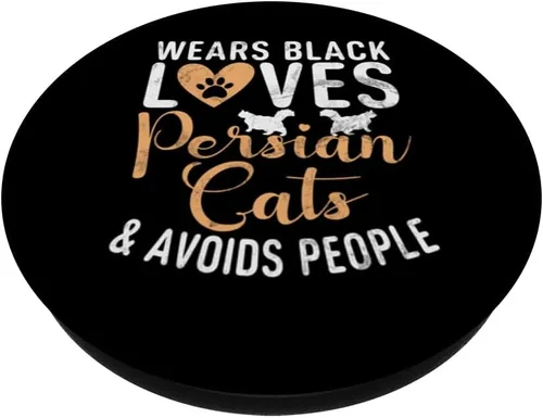 Miniatura 2 de Lleva negro ama a los gatos persas y evita a las personas PopSockets de gato persa PopSockets intercambiables PopGrip