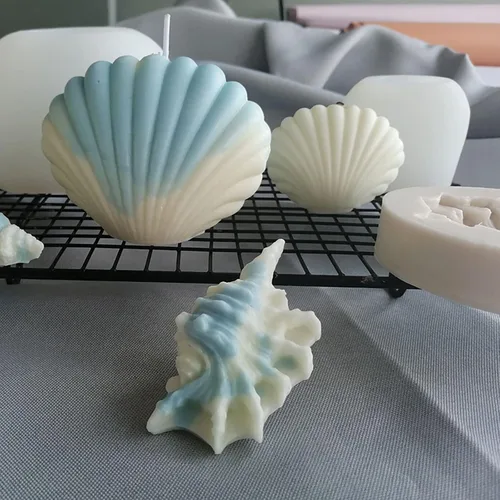 Miniatura 2 de Paquete de 4 moldes de silicona para caracolas de resina para velas y jabón, molde para hacer velas Cube-Shell-Four