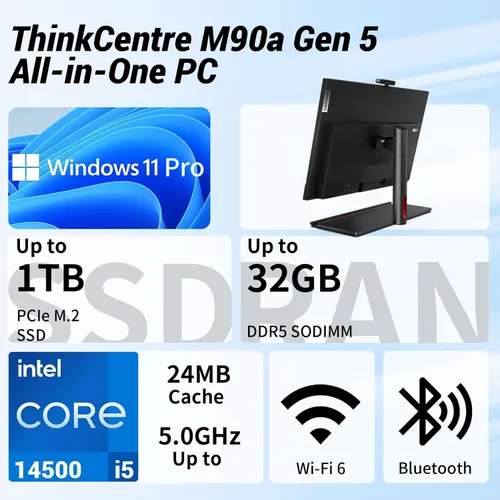 Miniatura 2 de Lenovo ThinkCentre Neo 30a 23.8" FHD Business All-in-One, Intel Core i5-13420H, 16GB RAM, 512GB SSD, teclado y ratón con cable, RJ-45, HDMI, Wi-Fi