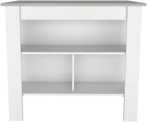 Miniatura 11 de Tuhome Cala Isla de cocina con mesa antimicrobiana, tres estantes abiertos, superficie de visualización superior y estación de trabajo de asiento