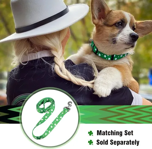 Miniatura 5 de Collar para perro de San Patricio de Native Pup - Collares para mascotas de trébol de San Patricio verde - San Patricio irlandés de la suerte - St.
