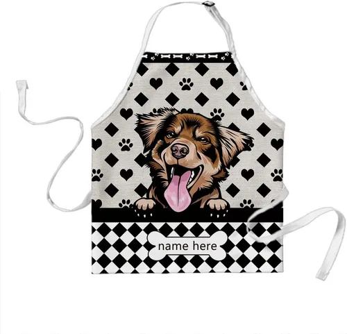 Miniatura 15 de Delantal de aseo de perros de lunares personalizado lindo perro Airedale, rojo (Airedale)