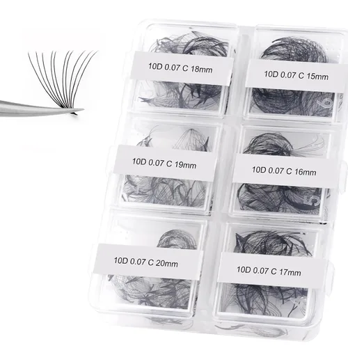 Miniatura 124 de Extensiones de Pestañas Rizo D 0.59-0.79 pulgadas Bandeja Mixta Seda Extensiones de Pestañas Clásicas Suministros Extensiones de Pestañas