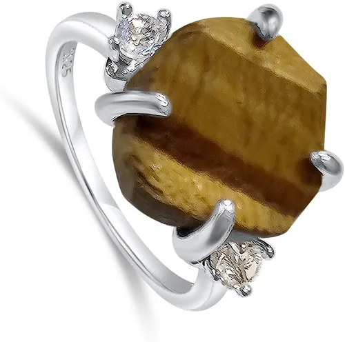 Miniatura 9 de Anillo de cristal crudo real con piedra natal, plata de ley, oro blanco, regalo de joyería para ella, regalo de Navidad, Día de la Madre