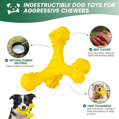 Miniatura 3 de Juguetes masticables para perros de razas grandes que mastican de manera agresiva, juguete de huesos indestructible, juguetes de goma natural