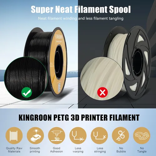 Miniatura 5 de Kingroon - Filamento de impresora 3D PETG de alta velocidad de 0.069 pulgadas, filamento rápido para impresora 3D para filamento de impresión hiper