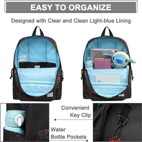 Miniatura 3 de VASCHY - Mochila ligera resistente al agua, mochila casual para mujeres, adolescentes y niñas, rosas