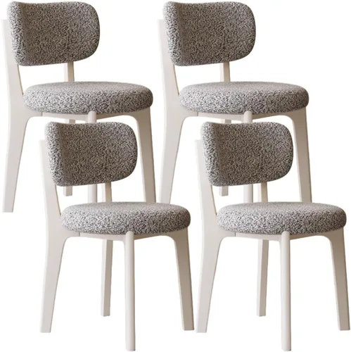 Miniatura 26 de YVYKFZD Solid Wood Dining Chairs, Fabric Dining Room Chair Set of 2/4/6, Upholstered Kitchen Chairs with Curved Backrest, Armless Living Room Chair