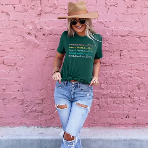 Miniatura 5 de KIDDAD Mental Health Matters - Camiseta de terapeuta para mujer, camiseta casual de manga corta para psicólogo