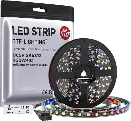 Miniatura 14 de BTF-LIGHTING RGBW RGB+Blanco Frío SK6812 (Similar WS2812B) 4 Colores en 1 Tira LED, Direccionable Individual, 16.4 pies, 60 píxel/m, 300LED Luz