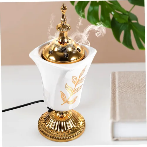 Miniatura 4 de Holibanna Quemador de incienso eléctrico, estilo de Oriente Medio, incensario de escritorio para yoga, spa, aromaterapia, decoración del hogar