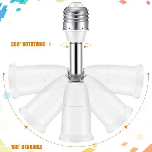 Miniatura 3 de Extensores de enchufe de luz E26 E27, extensión de 4.1 pulgadas, adaptador de extensión de enchufe vertical ajustable de 180 grados, convertidor